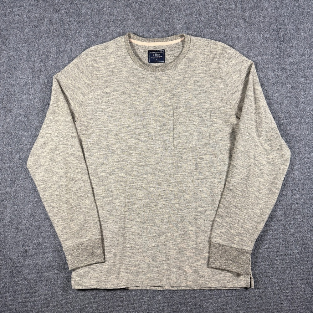 Abercrombie & Fitch Sweatshirt Mens Large Gray Fleece Crewneck Pullover Pocket